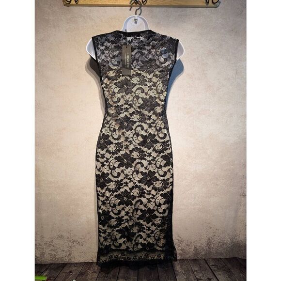 Homeyee nude illusion lined lace dress small/4 - Picture 3 of 5